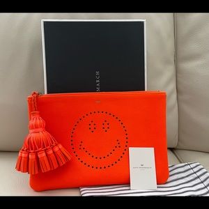 Anya Hindmarch London tumbled calf clutch